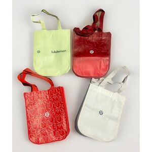 Lululemon Reusable Tote Bag Lot of 4 Small Shopping Bags Red White Green